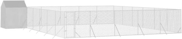 Outdoor Dog Kennel Silver Galvanized Steel, Polyethylene Large,Dog Kennels & Runs-3190482 - Image 3