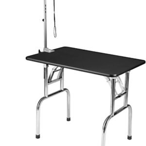 Foldable Pet Grooming Table with Mesh Basket, Stainless Steel Cutting Equipment Tables Holder for Nail Cutting, Beauty Table Organizer