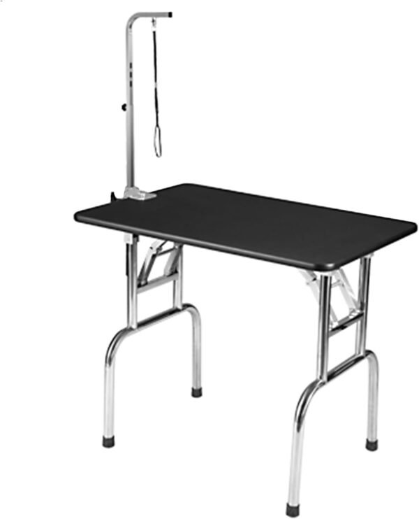 Foldable Pet Grooming Table with Mesh Basket, Stainless Steel Cutting Equipment Tables Holder for Nail Cutting, Beauty Table Organizer