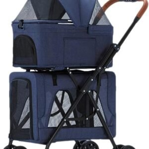 Double Layer Separable Stroller for Small Medium Dogs Cats Premium Pet Stroller Dog Stroller Dog Stroller Single Carriage Trolley (Blue)