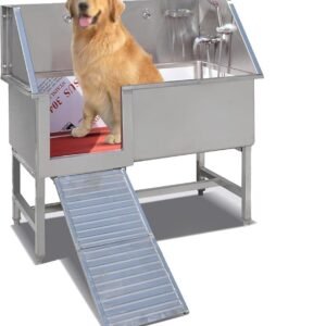 Dog Grooming Bathtub Station - Stainless Steel Professional Pet Wash Tub, for Dog Baths and Grooming, Durable and Easy to Clean Pet Grooming Station