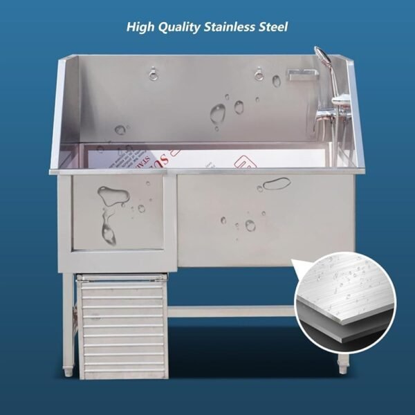 Dog Grooming Bathtub Station - Stainless Steel Professional Pet Wash Tub, for Dog Baths and Grooming, Durable and Easy to Clean Pet Grooming Station - Image 3