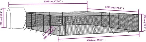Outdoor Dog Kennel Silver Galvanized Steel, Polyethylene Large,Dog Kennels & Runs-3190482 - Image 4