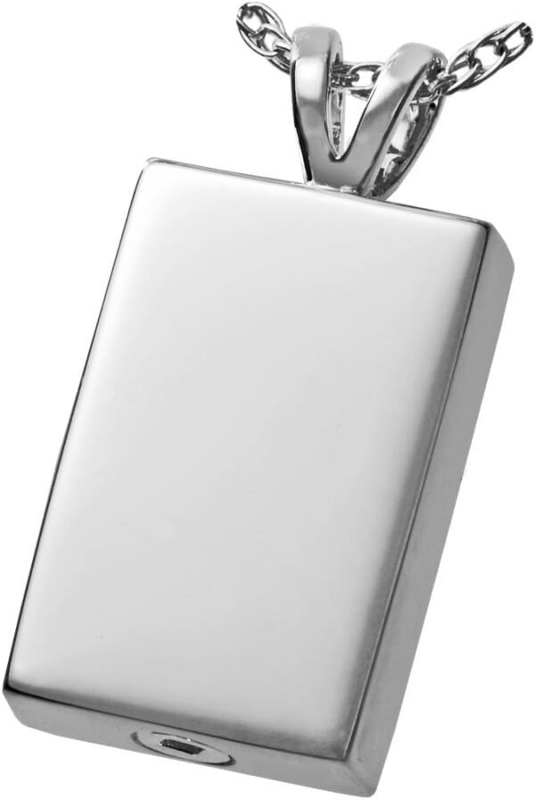 Memorial Gallery 310wg Perfect Rectangle 14K Solid White Gold Cremation Pet Jewelry