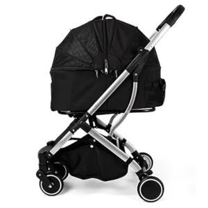 Pet Stroller Carrier for Medium Small Dogs for Cats 4 Wheels Foldable Cat Dog Stroller with Removable Stand, Breathable
