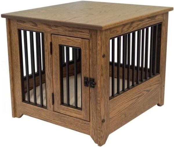 Pemberly Row Pet Cabinet with Aluminum Grates & Pad in Brown