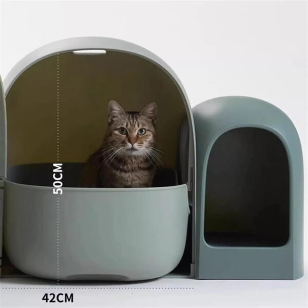 Large Cats Litter Box Chats Villa House Items Mat Fountain Cats Litter Box Door Scoop Feede Pet Supplies(67.7x49x50cm-01) - Image 7