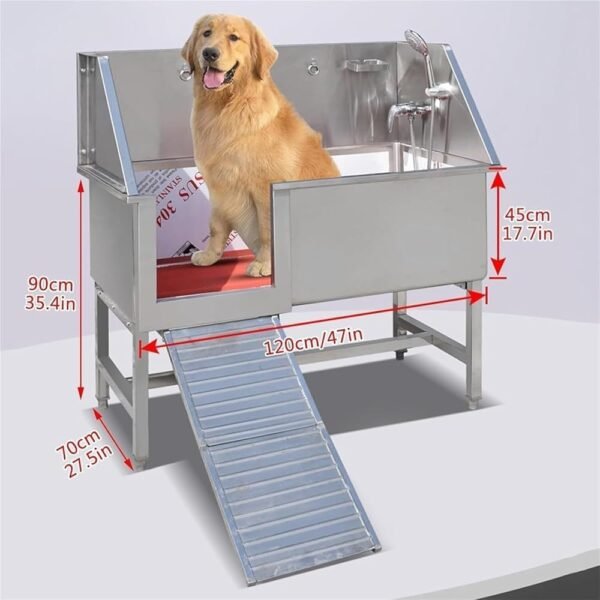 Dog Grooming Bathtub Station - Stainless Steel Professional Pet Wash Tub, for Dog Baths and Grooming, Durable and Easy to Clean Pet Grooming Station - Image 7
