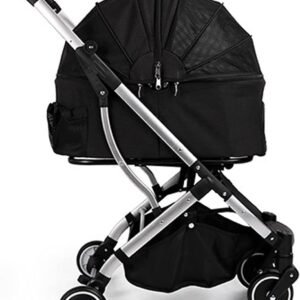 Pet Stroller for Medium Small Dogs Cat Carriers 4 Wheels Foldable Pram for Cats and Dogs Strollers with Removable Stand, Breathable Pet Strollers (Purple)