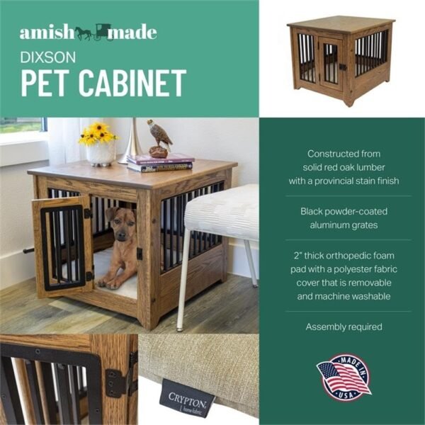 Pemberly Row Pet Cabinet with Aluminum Grates & Pad in Brown - Image 3