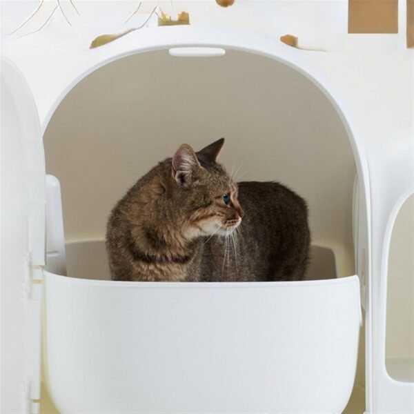 Large Cats Litter Box Chats Villa House Items Mat Fountain Cats Litter Box Door Scoop Feede Pet Supplies(67.7x49x50cm-01) - Image 4