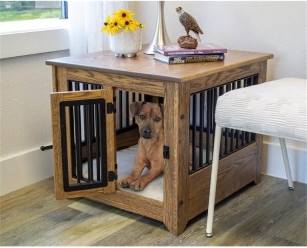Pemberly Row Pet Cabinet with Aluminum Grates & Pad in Brown - Image 2