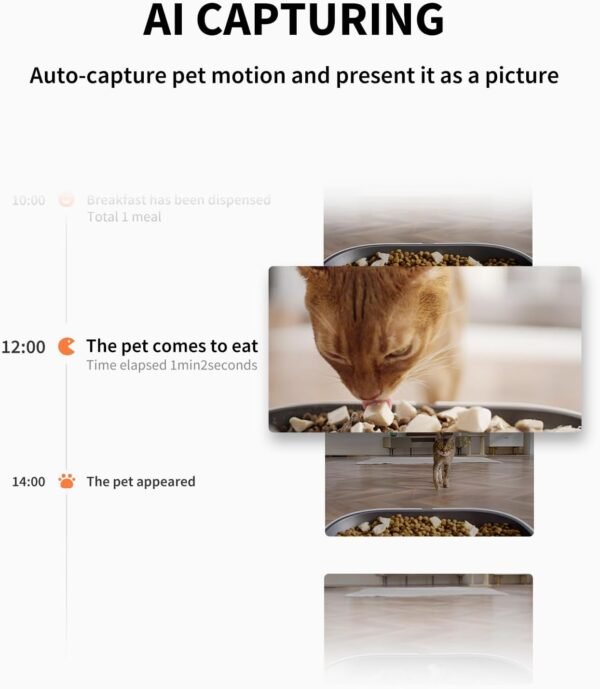 PETKIT Automatic Cat Feeder with AI Camera for Two Cats, 1080P HD Video with Night Vision, 2.4G WiFi Pet Feeder with 2-Way Audio for Cat & Dog, Dual Food Hopper 4-Stage Fresh Lock Dry Food Dispenser - Image 3