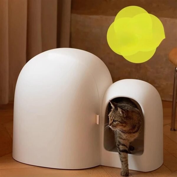 Large Cats Litter Box Chats Villa House Items Mat Fountain Cats Litter Box Door Scoop Feede Pet Supplies(67.7x49x50cm-01) - Image 3