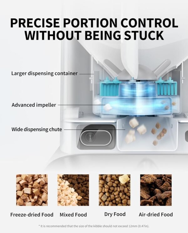 PETKIT Automatic Cat Feeder with AI Camera for Two Cats, 1080P HD Video with Night Vision, 2.4G WiFi Pet Feeder with 2-Way Audio for Cat & Dog, Dual Food Hopper 4-Stage Fresh Lock Dry Food Dispenser - Image 8