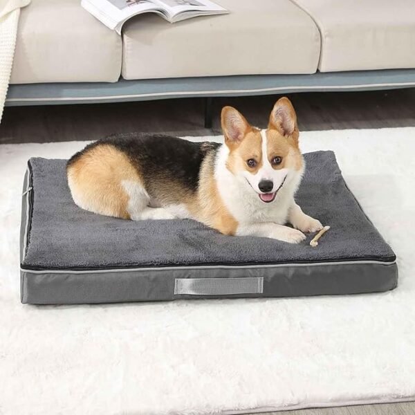 Dog Bed, Waterproof Orthopedic Dog Bed, Soft Sofa Bed with Removable and Washable Covers, Foam Dog Mattress with Non-Slip Base, Khaki, XXL - Image 2