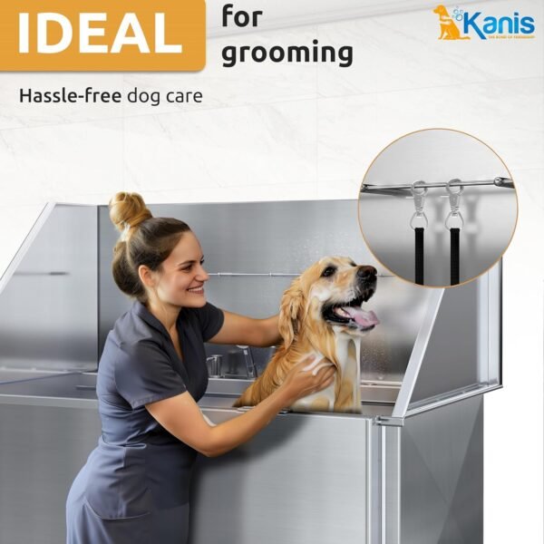 KANIS Professional Stainless Steel Dog Bathing Station - Grooming Tub w/Ramp, Storage Drawer, Floor Grate & Faucet/Dog Bathtub for Large, Medium & Small Pets (61", 2 Drawers - Right RAMP) - Image 7