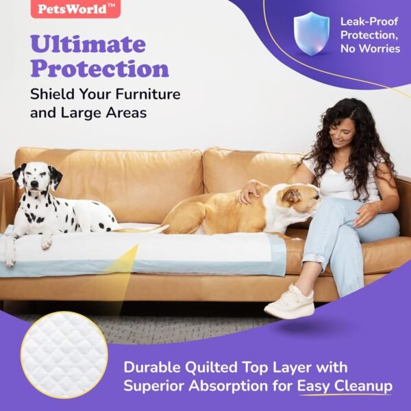 PETSWORLD Enormous Dog Training & Potty Pads, 37x54 inch - Tear Resistant with Strong Leak-Proof Backing, Optional Adhesive Tape, 1200 Count - Image 4