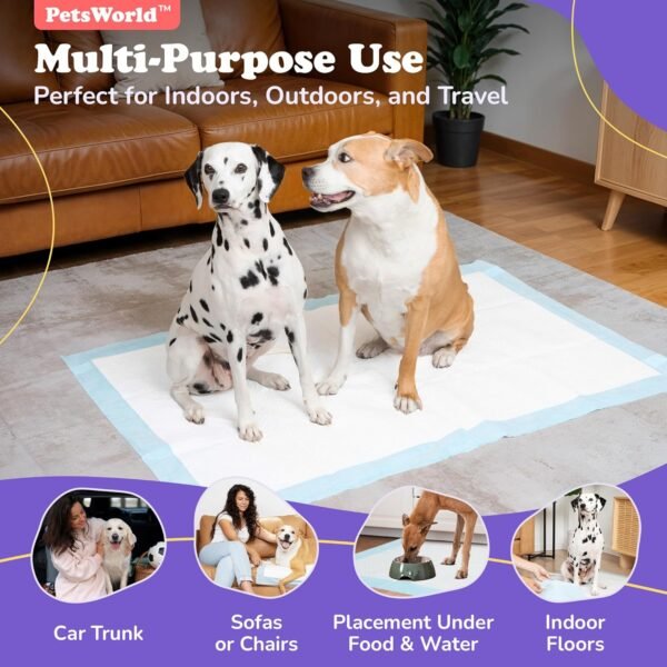 PETSWORLD Enormous Dog Training & Potty Pads, 37x54 inch - Tear Resistant with Strong Leak-Proof Backing, Optional Adhesive Tape, 1200 Count - Image 6