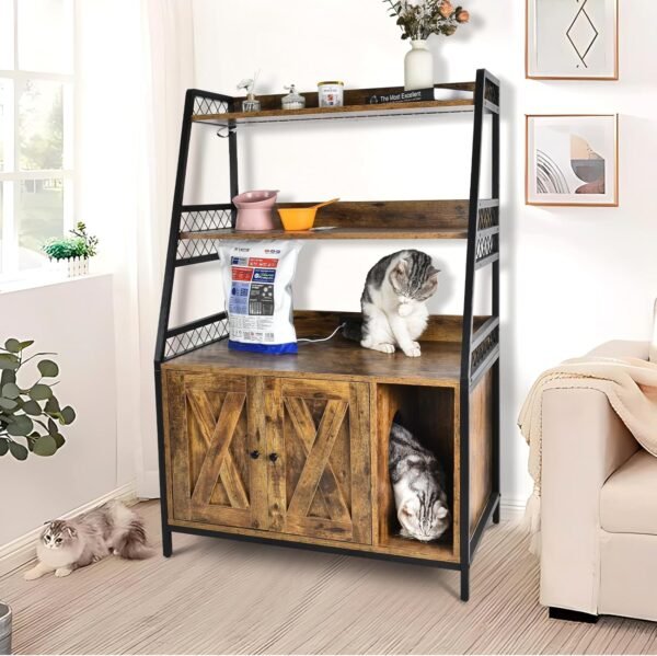 Orison Multifunctional Cat Enclosure and Storage Cabinet with RGB Lighting – Durable, Easy-to-Clean Pet Furniture with Ample Storage for Cat Supplies and Household Items