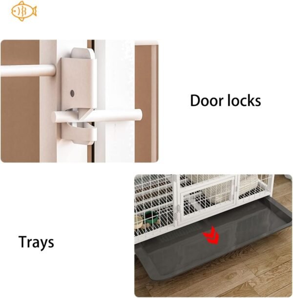 Cat cage Foldable Metal Dog Crate with Tray, Indoor Pet Cage playpen with Base,7-14 Days Fast Arrival and Complete Set of Accessories and cat Items (Size : 58x41x50CM) - Image 3