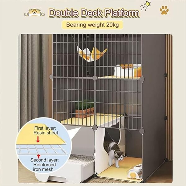 Cat Playpen Indoor Cat Cage with Litter Box, Pet Cages for Cats, Items Can Be Stored at The Bottom, Expansion Space and Easy Cleaning (Size : 75x39x85 cm) - Image 4