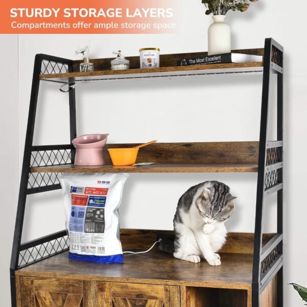 Orison Multifunctional Cat Enclosure and Storage Cabinet with RGB Lighting – Durable, Easy-to-Clean Pet Furniture with Ample Storage for Cat Supplies and Household Items - Image 6