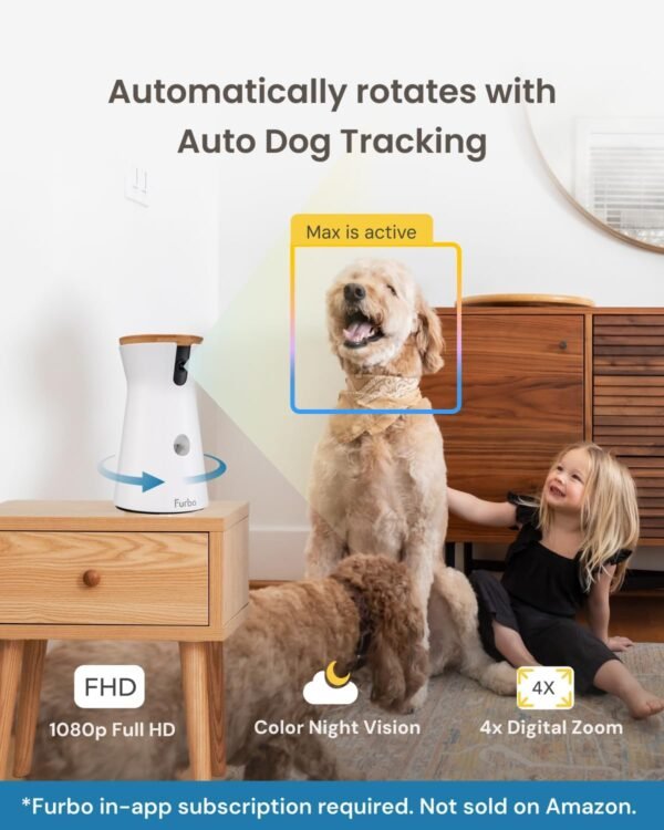 Furbo 360° Dog Camera + Mini (2-Camera Bundle Nanny Pro Subscription): Dog Safety & Home Security Alerts, Pet Camera with Speaker, Phone App & Night Vision (New Subscription Needed at Setup) - Image 4