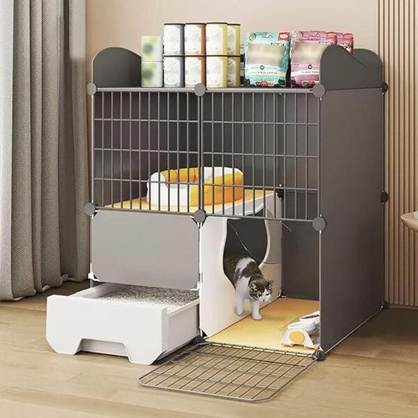 Cat Playpen Indoor Cat Cage with Litter Box, Pet Cages for Cats, Items Can Be Stored at The Bottom, Expansion Space and Easy Cleaning (Size : 75x39x85 cm)