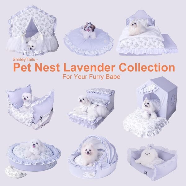 Pet Nest Luxury Deluxe Princess Cozy Bed Sofa Bench Dog Cat Puppy Kitten Kennel Nest Couch Cushion Items Supplies (V-Shape Nest, X-Large) - Image 2