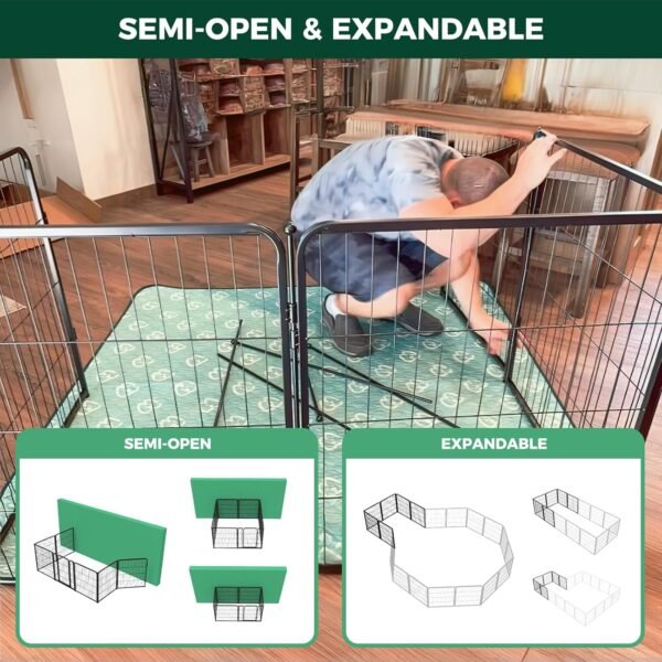 FXW Homeplus Dog Playpen for Indoor Use - Stress-Free and Safe Play, Heavy Duty 32 Inch 8 Panels Dog Pen for Puppies, Small and Medium Dogs, Black│Patented - Image 7
