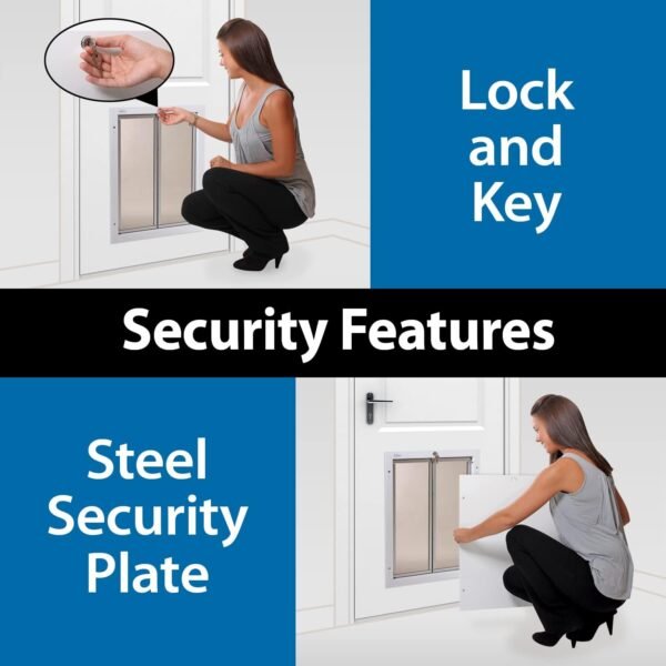 PlexiDor Performance Pet Doors for Dogs and Cats - Door Mount Dog Door with Lock and Key - White, X-Large Sizes - Image 5