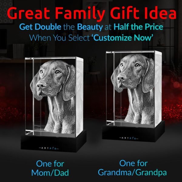 ArtPix 3D Crystal Photo, Personalized Dog Memorial Gifts with Your Own Photo for Dog Lovers, Pet Owners, 3D Laser Etched Picture, Engraved Crystal in Memory of Dog, Customized Gifts - Image 2