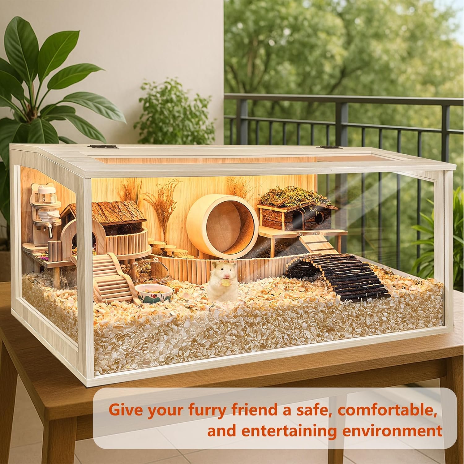 Hamster Cage Chewproof, Large Hamster Cages and Habitats, Openable Top with Acrylic Sheets, Solid Built - Image 6